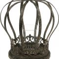 Crown as a lantern, candle decoration, metal crown, antique look, H28cm, Ø21cm | Floristik24.co.uk