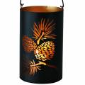 Floristik24 Deco lantern round with handle forest metal black, gold Ø16cm H26cm