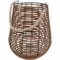 Floristik24 Candle in a basket, lantern with handle, candle decoration, basket lantern Ø24cm H34cm