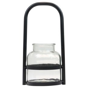 Floristik24 Lantern metal glass decoration black clear handle Ø14.5cm
