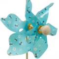 Floristik24 Windmill pinwheel bees turquoise Ø8.5cm summer decoration garden 12pcs