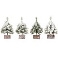 Winter decoration Christmas tree in green white Ø7cm H14cm 4pcs | Floristik24.co.uk