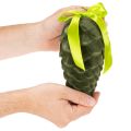 Beflocked Hanging Pine Cones with Ribbon and Bow, 18cm, Set of 3 | Floristik24.co.uk
