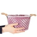 Zinc bowl, diamond shape with rope handles, violet/white washed, Ø24.5cm H14cm | Floristik24.co.uk