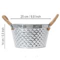 Round zinc bowl with rope handles Ø25cm H14cm | Floristik24.co.uk
