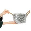 Round zinc bowl with rope handles Ø25cm H14cm | Floristik24.co.uk