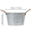 Round zinc bowl with rope handles Ø28cm H16cm | Floristik24.co.uk