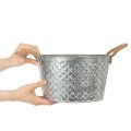 Round zinc bowl with rope handles Ø28cm H16cm | Floristik24.co.uk