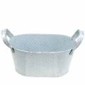 Floristik24 Zinc bowl oval light gray washed 27x18cm H12cm
