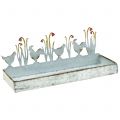 Floristik24 Zinc tray spring meadow and rooster 30cm