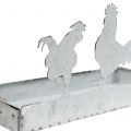 Floristik24 Zinc tray with chickens 30cmx12cm H15,5cm