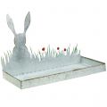 Floristik24 Zinc bowl spring meadow with Easter bunny 35cm x 16cm H24cm