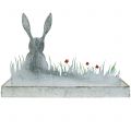 Floristik24 Zinc bowl spring meadow with Easter bunny 35cm x 16cm H24cm