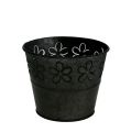 Floristik24 zinc flower pot Black with flowers Ø10cm H8cm