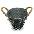 Floristik24 Zinc pot with rope handles Ø14.5cm H13cm