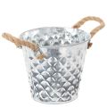 Zinc pot with rope handles