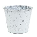 Floristik24 Zinc pot with stars Ø14cm H12cm white washed 4pcs