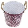 Floristik24 zinc flower pot rhombus with rope handles Violet, white washed Ø21cm H19cm