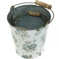 Floristik24 Spring decoration, metal bucket, plant bucket flower pattern, metal decoration H15/11/9.5cm set of 3