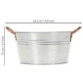 Round flower bowl with handles, metal bowl Ø17.5cm H9cm | Floristik24.co.uk