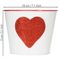 White flower pot with red heart, planter, Ø18cm H13.5cm | Floristik24.co.uk