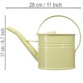 Decorative metal watering can, green/yellow, small, 28x13x17cm, 1.25l, vintage look, balcony decoration | Floristik24.co.uk