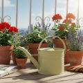 Decorative metal watering can, green/yellow, small, 28x13x17cm, 1.25l, vintage look, balcony decoration | Floristik24.co.uk