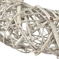 Decorative wreath wood decoration rattan natural white Ø40cm H9,5cm | Floristik24.co.uk