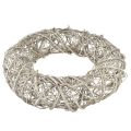 Decorative wreath wood decoration rattan natural white Ø40cm H9,5cm | Floristik24.co.uk