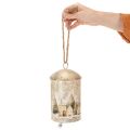 Metal Bell with Winter Village Design 20cm White and Gold | Floristik24.co.uk