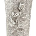 **ProductName**  
Grey Memorial Vase with Rose Motif, H26cm, Set of 2  

**ProductDescription**  
<div>  
<h2>Grey Memorial Vase with Rose Motif for Thoughtful Home and Garden Use</h2>  
<p>This elegant grey vase is crafted from durable polyresin and feat | Floristik24.co.uk