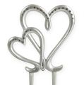 Floristik24 Deco heart to plug in silver 17cm