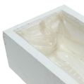 Floristik24 Wooden box with foil white 50cm x 9cm x 6cm