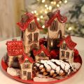 Set of 2 Ceramic Mini Houses with Red Roofs – 8cm | Floristik24.co.uk