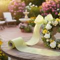 Moiré wreath ribbon, light green with gold edge, 175mm x 25m, high-quality decoration for floristry | Floristik24.co.uk