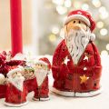 Santa Claus Ceramic Tealight Holder with Star Cutouts 15cm Red | Floristik24.co.uk