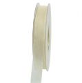 Floristik24 Organza ribbon with selvedge 1.5cm 50m cream