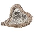 Floristik24 Natural Whitewashed Rattan Heart Planter 20cm x 24cm x 6cm