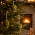 Green Ceramic Pine Cone Hanging Decorations – Set of 3, 5cm | Floristik24.co.uk